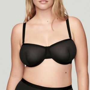 CUUP 36F The Balconette Mesh Bra black 0462 sheer see thru underwire